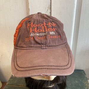 Vintage Hoot-N-Holler Baseball Cap Hat 2014 Deer Season Adjustable Brown Orange